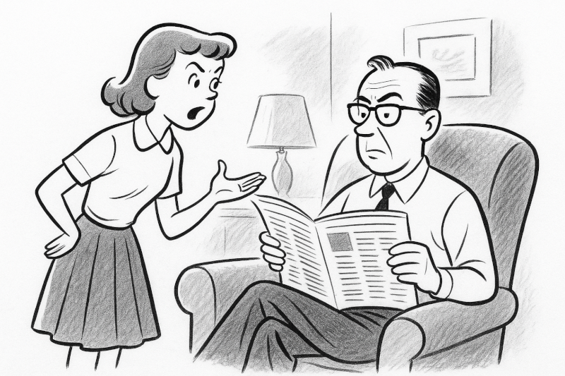 Daughter trying to talk to her father