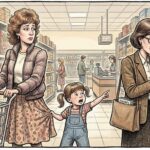 A young child spotting a teacher at the store